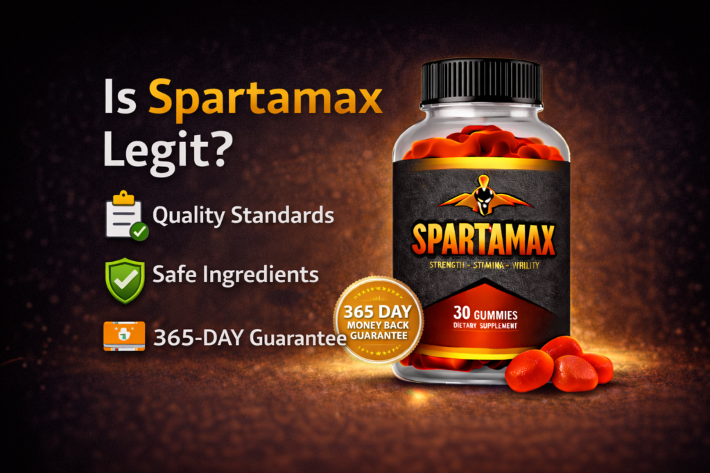 Spartamax bottle showing quality standards and legitimacy information