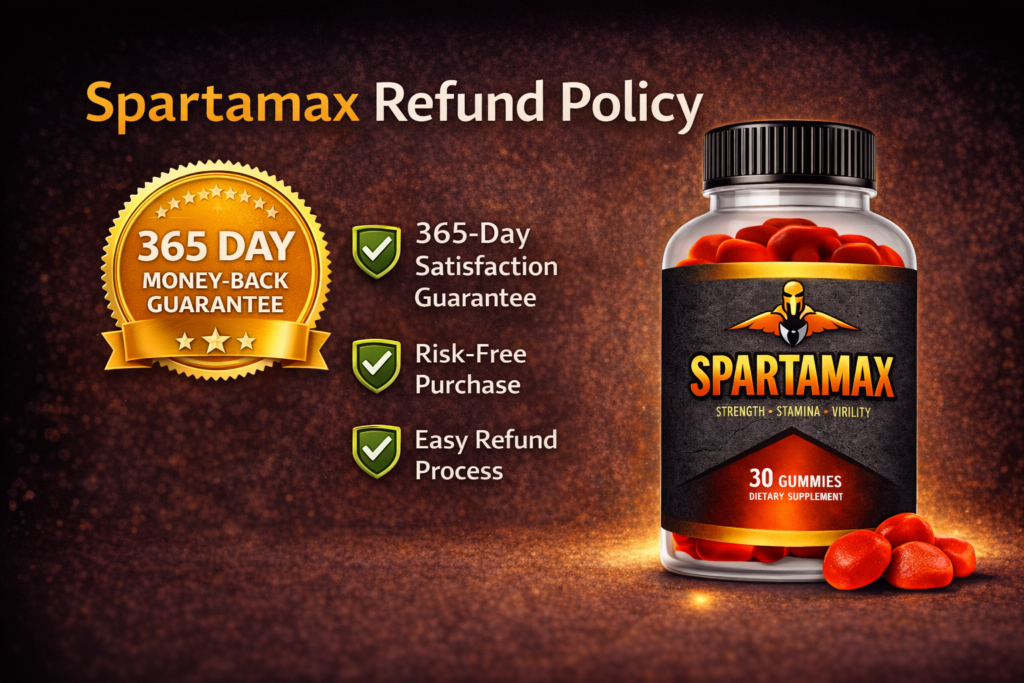 Spartamax bottle with 365 day money back guarantee refund policy